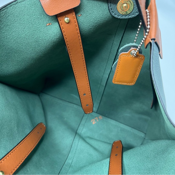 MDBM MAISON DE Beaute Marseille Green Leather Large Tote Shopper Bag - Picture 5 of 12